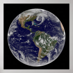 Full Earth Showing Low Pressure Systems. Poster