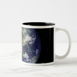 Full Earth showing North America 4 Two-Tone Coffee Mug