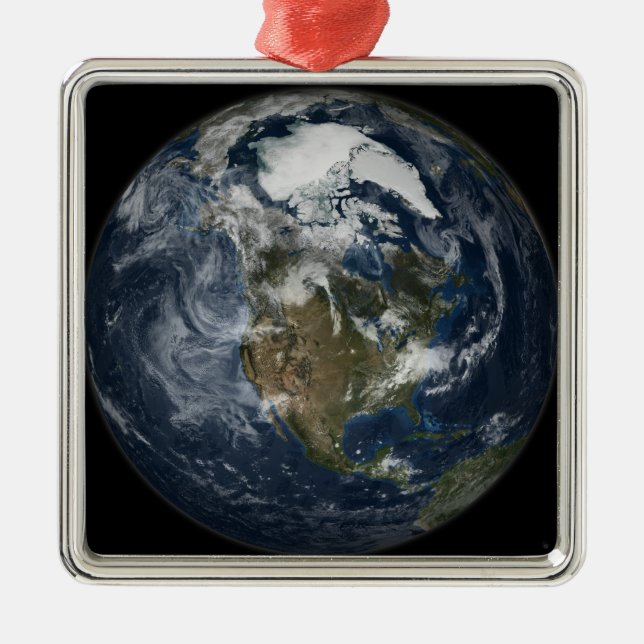 Full Earth showing North America 5 Metal Ornament (Front)