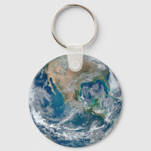 Full Earth Showing North America And Mexico. Keychain