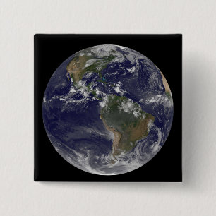 Full Earth showing North America and South Amer 2 Inch Square Button