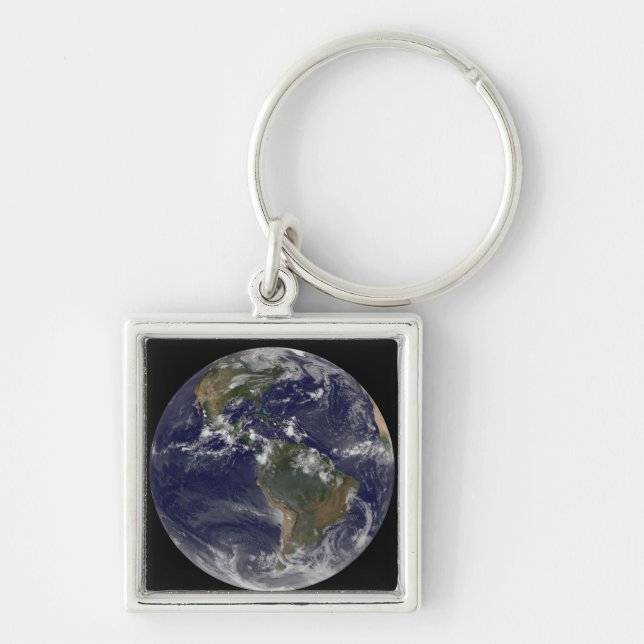 Full Earth showing North America and South Amer 2 Keychain (Front)