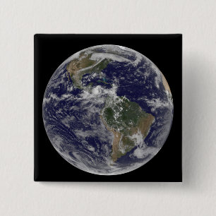 Full Earth showing North America and South Amer 3 2 Inch Square Button