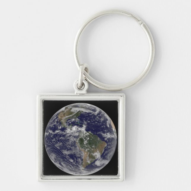 Full Earth showing North America and South Amer 3 Keychain (Front)