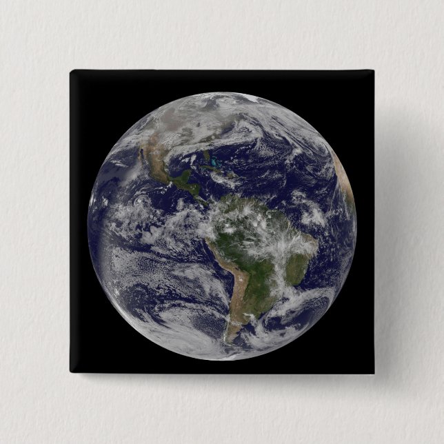 Full Earth showing North America and South Amer 4 2 Inch Square Button (Front)