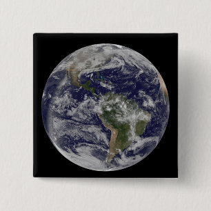 Full Earth showing North America and South Amer 4 2 Inch Square Button