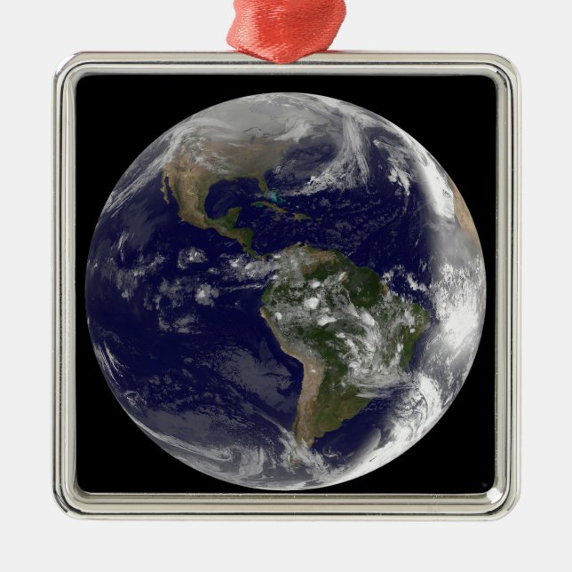 Full Earth showing North America and South Amer 7 Metal Ornament (Front)