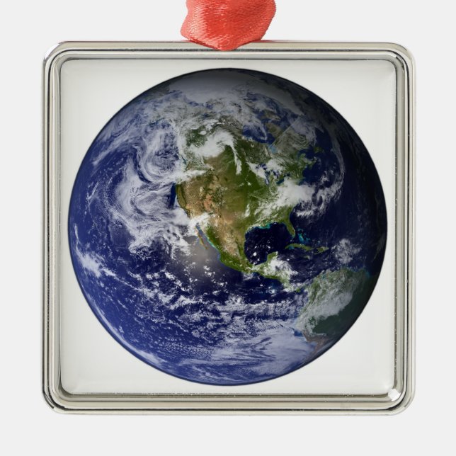 Full Earth showing North America Metal Ornament (Front)