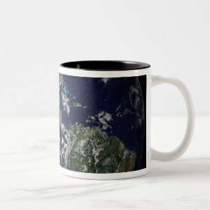 Full Earth showing North and South America Two-Tone Coffee Mug