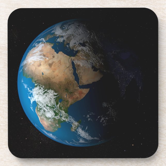 Full Earth Showing Simulated Clouds Over Africa. Coaster (Front)
