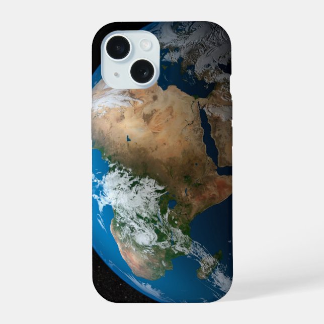 Full Earth Showing Simulated Clouds Over Africa. iPhone 15 Case (Back)