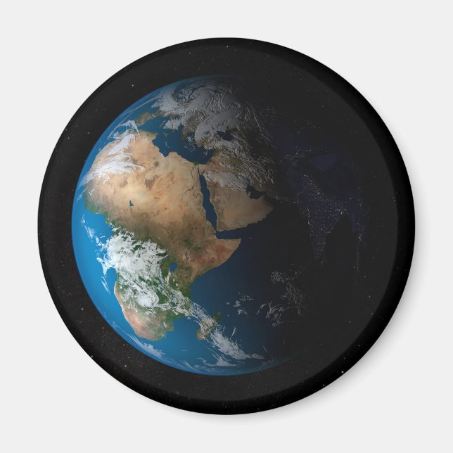 Full Earth Showing Simulated Clouds Over Africa. Magnet (Front)