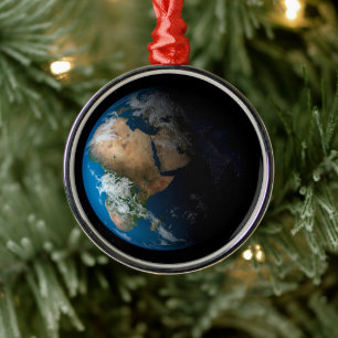 Full Earth Showing Simulated Clouds Over Africa. Metal Ornament