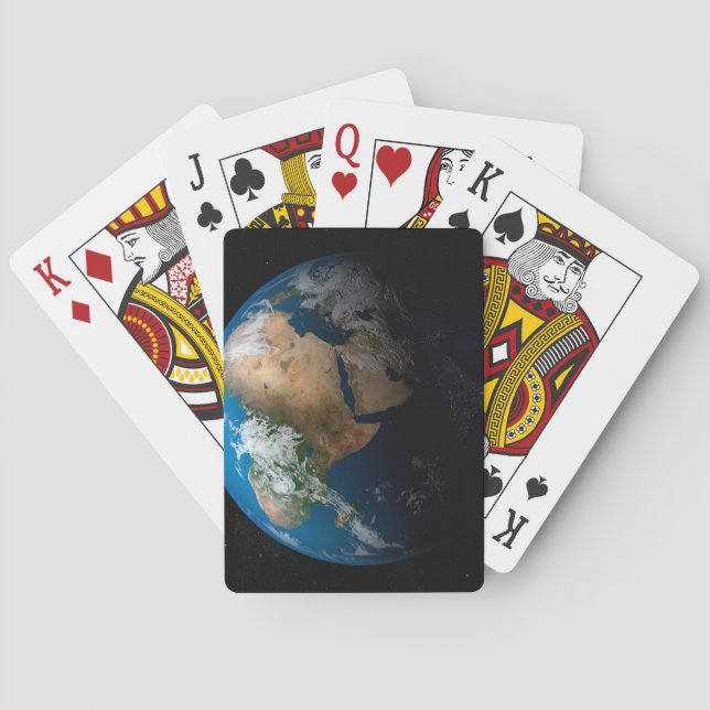 Full Earth Showing Simulated Clouds Over Africa. Playing Cards (Back)
