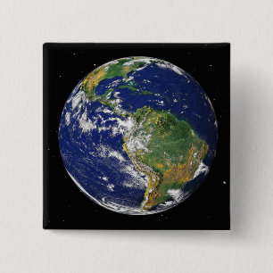 Full Earth showing South America 2 2 Inch Square Button