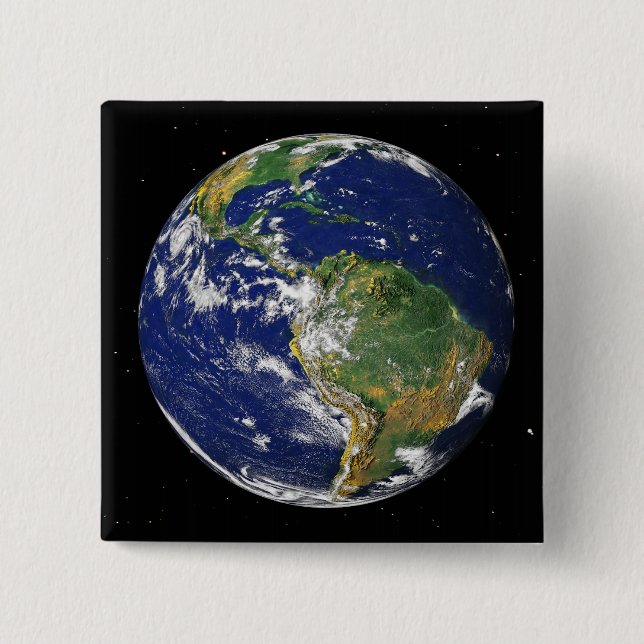 Full Earth showing South America 2 Inch Square Button (Front)