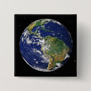 Full Earth showing South America 2 Inch Square Button