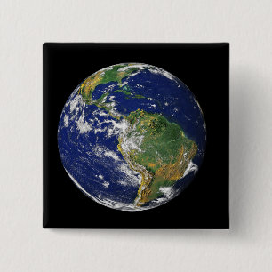 Full Earth showing South America 2 Inch Square Button
