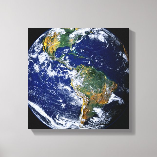 Full Earth Showing The Americas Canvas Print (Front)