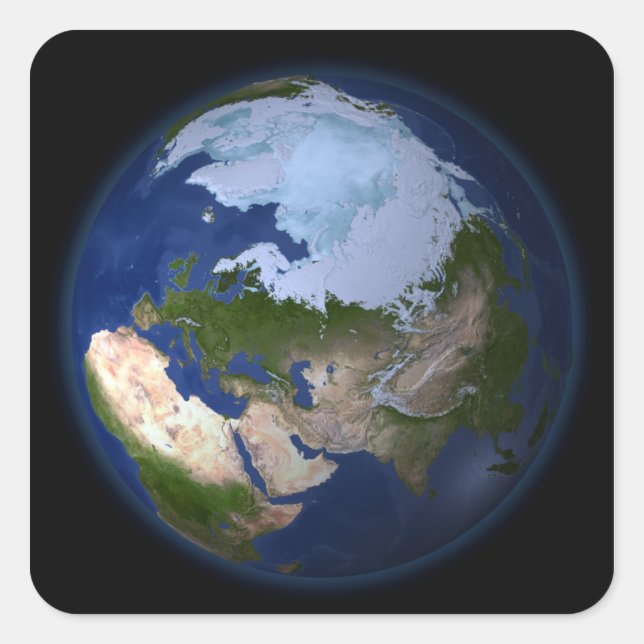 Full Earth showing the Arctic region Square Sticker (Front)