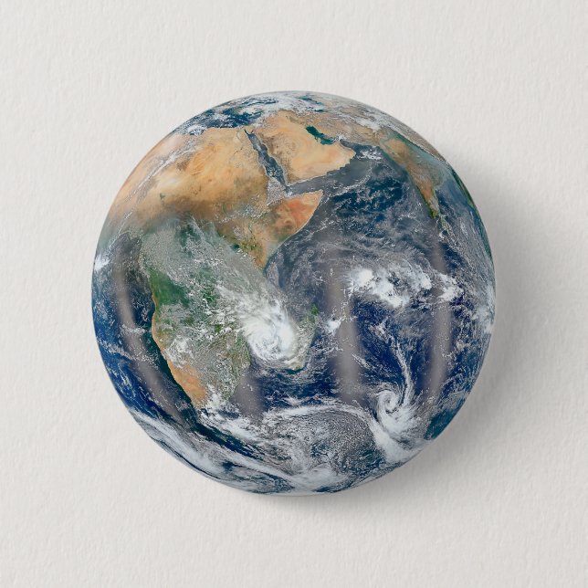 Full Earth Showing The Eastern Hemisphere. 2 Inch Round Button (Front)