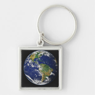 Full Earth showing the western hemisphere Keychain