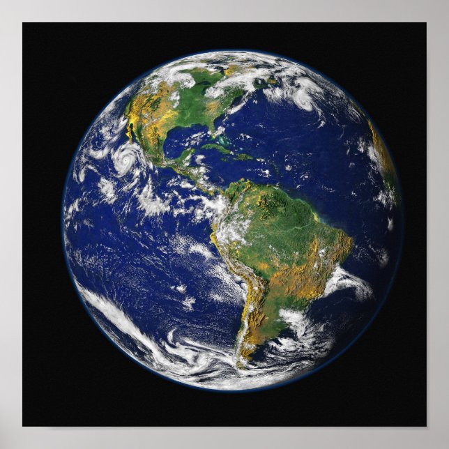 Full Earth showing the western hemisphere Poster (Front)