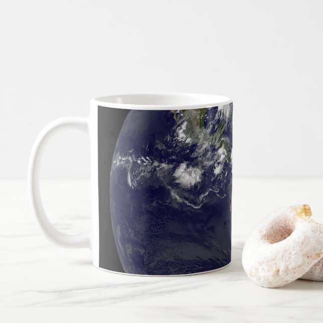 Full Earth Showing Tropical Storms In The Atlantic Coffee Mug (With Donut)