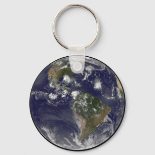 Full Earth Showing Tropical Storms In The Atlantic Keychain