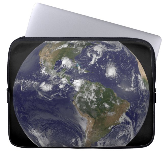 Full Earth Showing Tropical Storms In The Atlantic Laptop Sleeve (Front)