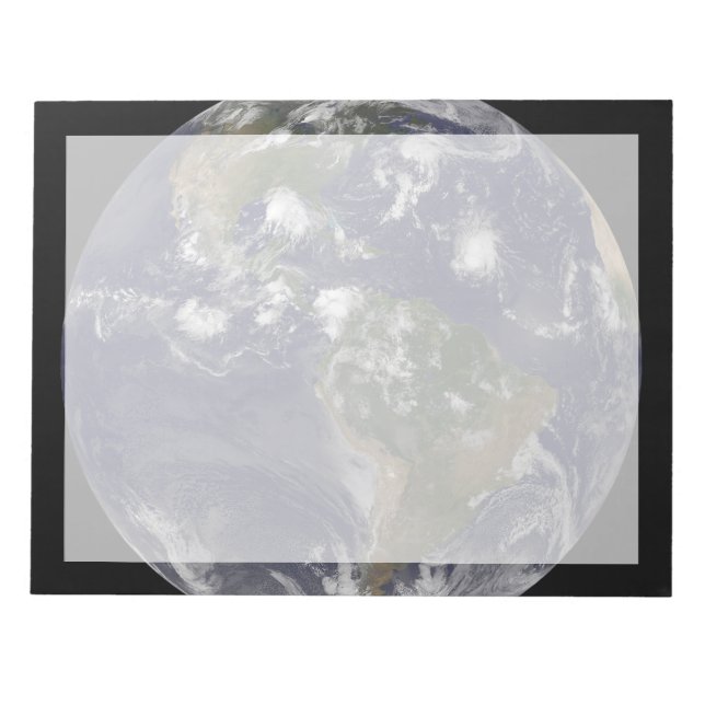 Full Earth Showing Tropical Storms In The Atlantic Notepad (Front)