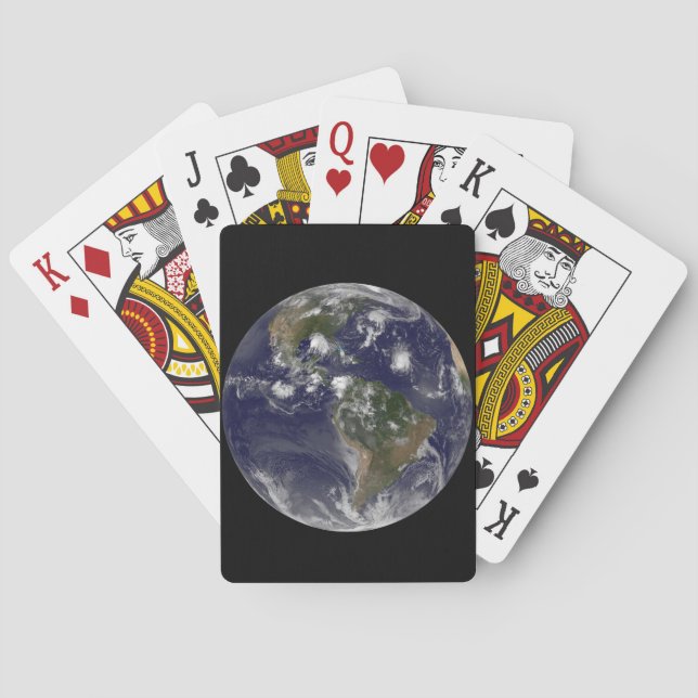 Full Earth Showing Tropical Storms In The Atlantic Playing Cards (Back)