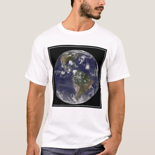 Full Earth Showing Tropical Storms In The Atlantic T-Shirt (Front)