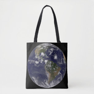 Full Earth Showing Tropical Storms In The Atlantic Tote Bag