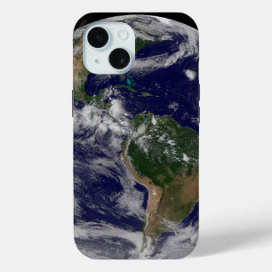 Full Earth Showing Various Tropical Storm Systems. iPhone 15 Case