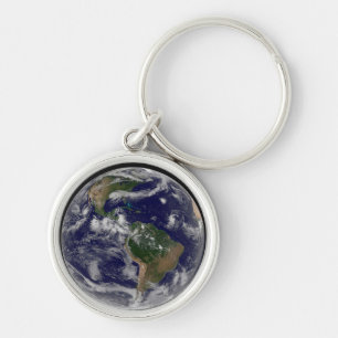 Full Earth Showing Various Tropical Storm Systems. Keychain