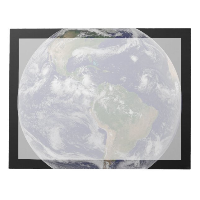 Full Earth Showing Various Tropical Storm Systems. Notepad (Front)