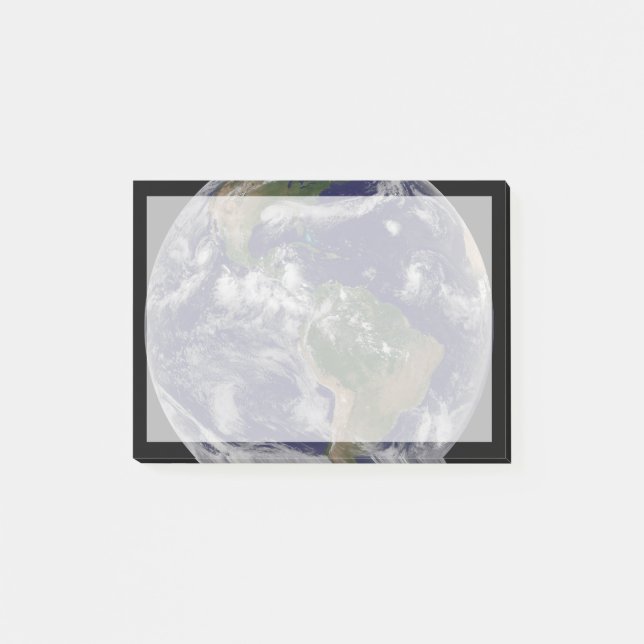 Full Earth Showing Various Tropical Storm Systems. Post-it Notes (Front)