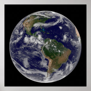 Full Earth Showing Various Tropical Storm Systems. Poster