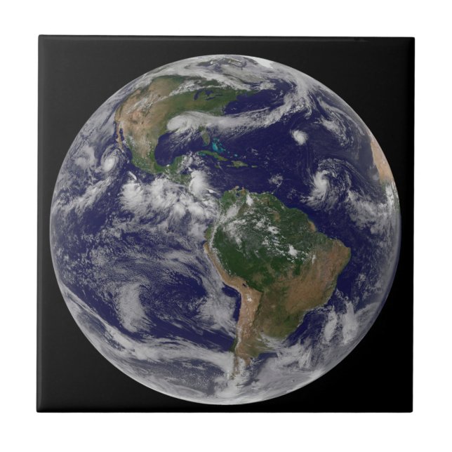 Full Earth Showing Various Tropical Storm Systems. Tile (Front)