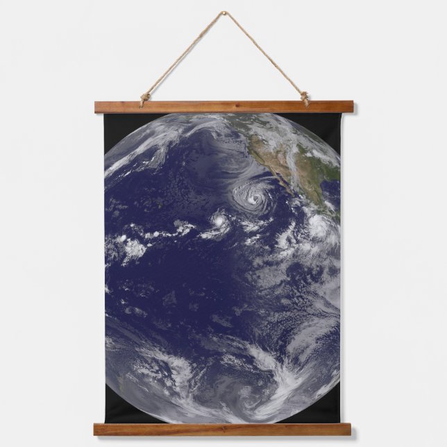 Full Earth Showing Various Tropical Storms. Hanging Tapestry (Front)