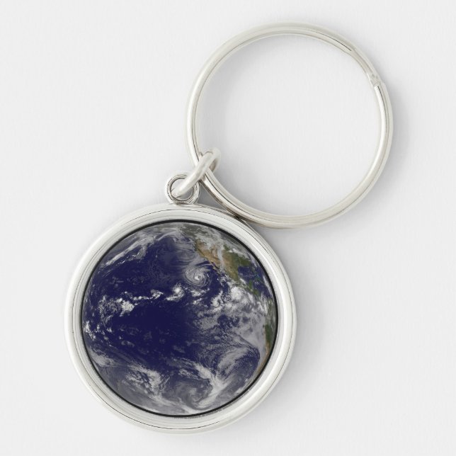 Full Earth Showing Various Tropical Storms. Keychain (Front)