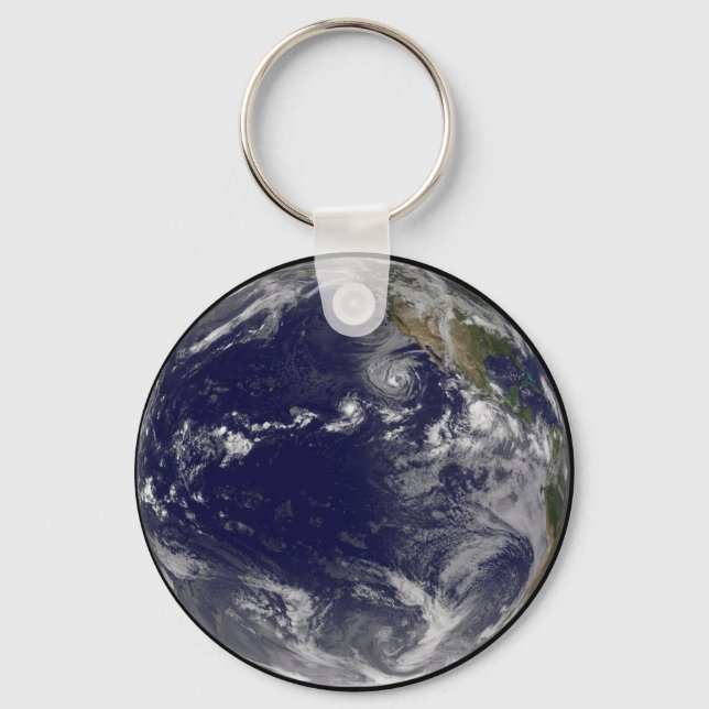 Full Earth Showing Various Tropical Storms. Keychain (Front)