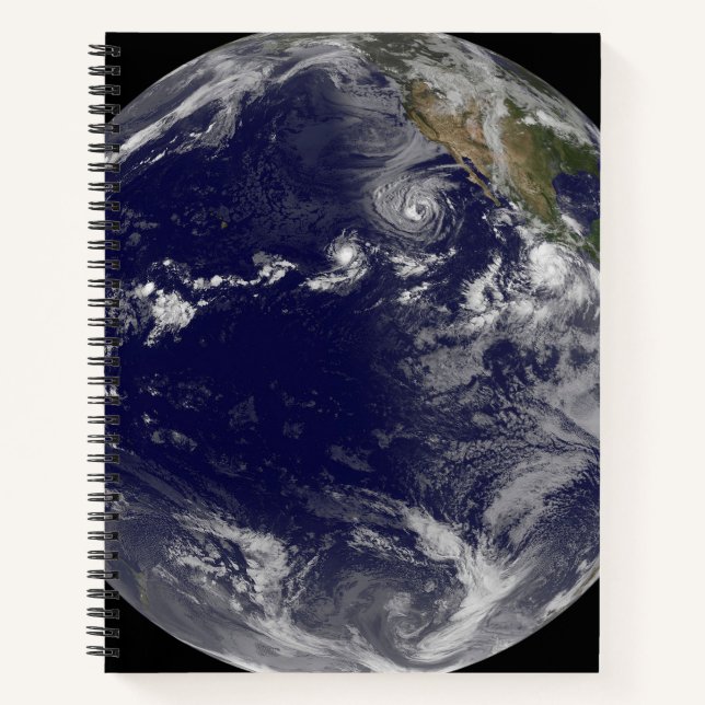 Full Earth Showing Various Tropical Storms. Notebook (Front)