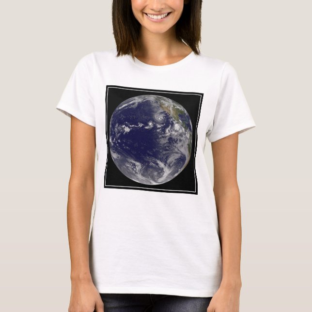 Full Earth Showing Various Tropical Storms. T-Shirt (Front)