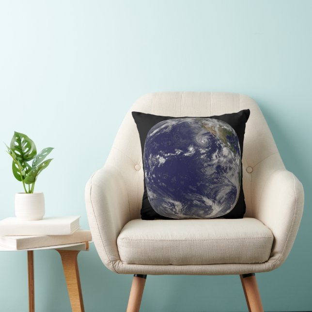 Full Earth Showing Various Tropical Storms. Throw Pillow (Chair)