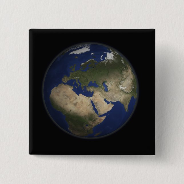 Full Earth view of Africa, Europe, and Middle E 2 Inch Square Button (Front)