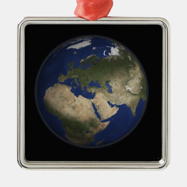 Full Earth view of Africa, Europe, and Middle E Metal Ornament (Front)