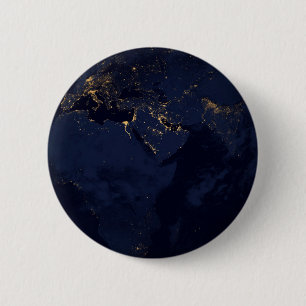 Full Earth With City Lights 2 Inch Round Button