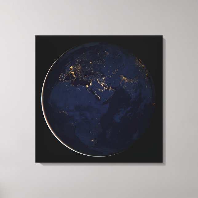Full Earth With City Lights Canvas Print (Front)